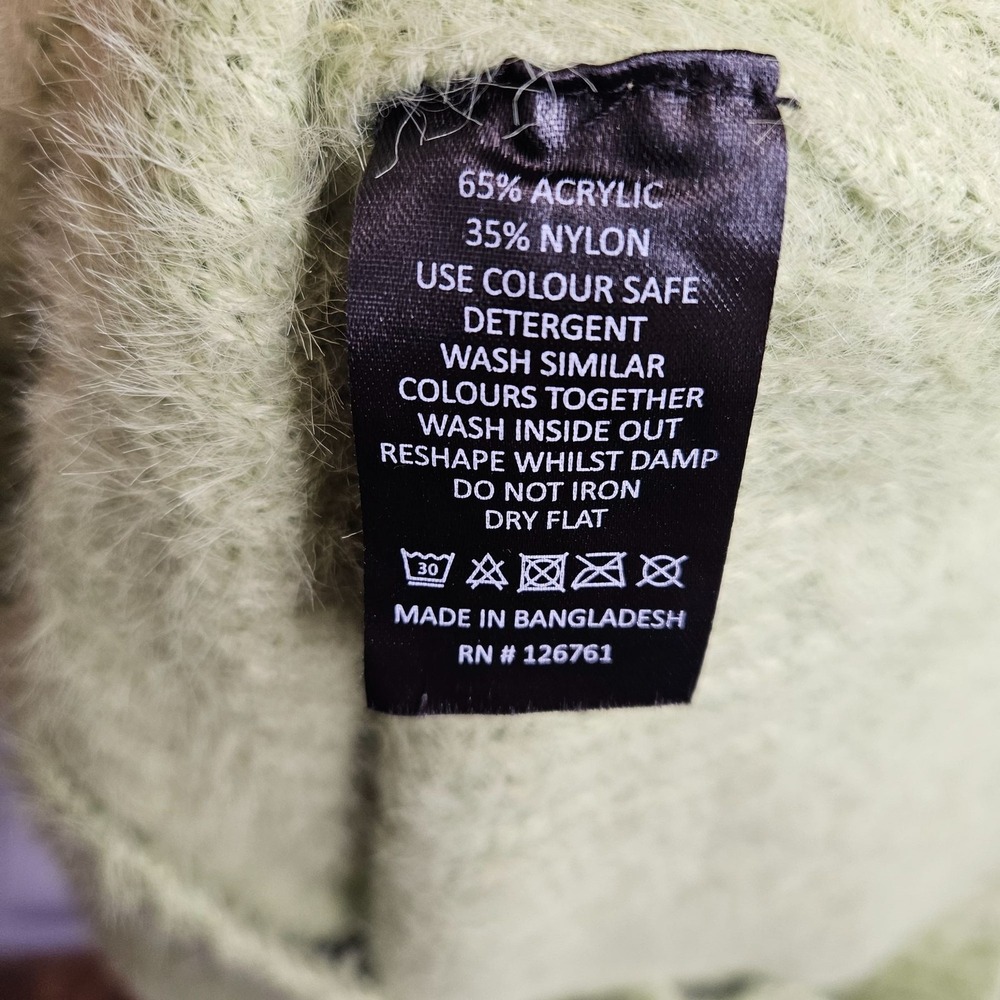 Too Foxy Y2K Green Shag Cardigan Sweater Academia Large‎ - Picture 5 of 8